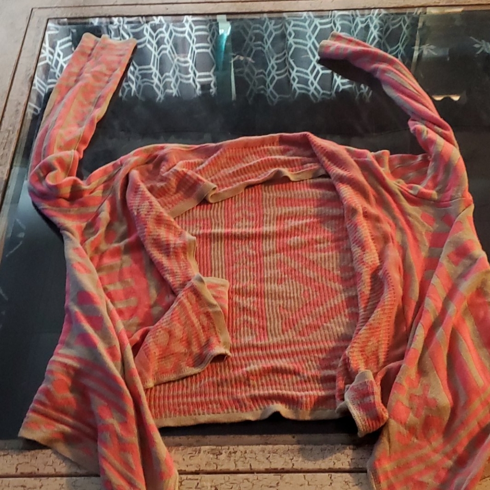 Pink and tan cardigan